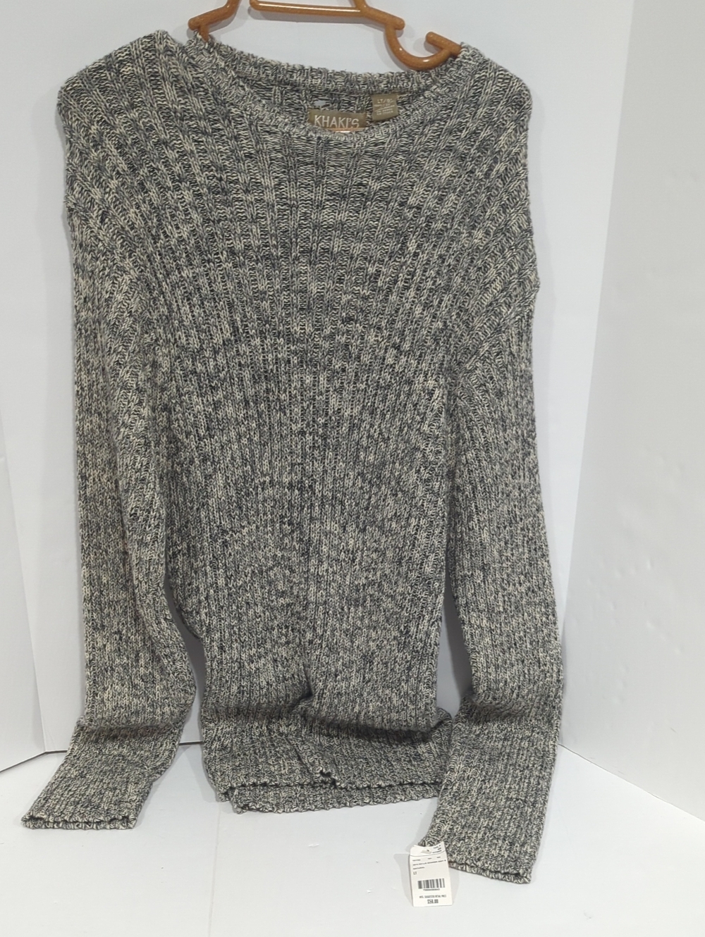 Khaki Gray Marled Knit Sweater